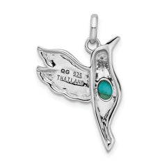 Sophia Jewelers Sterling Silver Hummingbird Pendant with Turquoise Accent