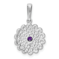 Sterling Silver 925 Amethyst Pendant with Elegant Purple Enamel