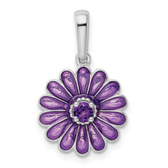 Sterling Silver Rhodium-plated Amethyst and Enamel Pendant