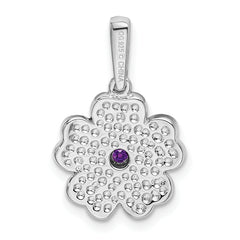 Sterling Silver Amethyst Enamel Pendant with Polished Rhodium Finish