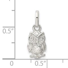 Sterling Silver 925 Polished Owl Charm with Anti-Tarnish Finish
