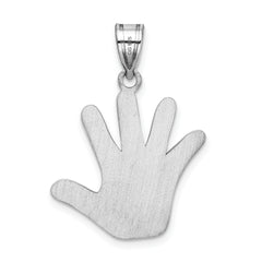 Sterling Silver Autism Handprint Pendant with Rhodium Enamel Finish