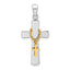 Sterling Silver Rhodium-plated Polished Gold Tone Double Cross Pendant