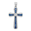 Cubic Zirconia Blue Spinel Cross Pendant in Sterling Silver, 29mm - Sophia Jewelers