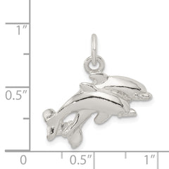 Sterling Silver 925 Dolphin Charm with Polished Anti-Tarnish Finish