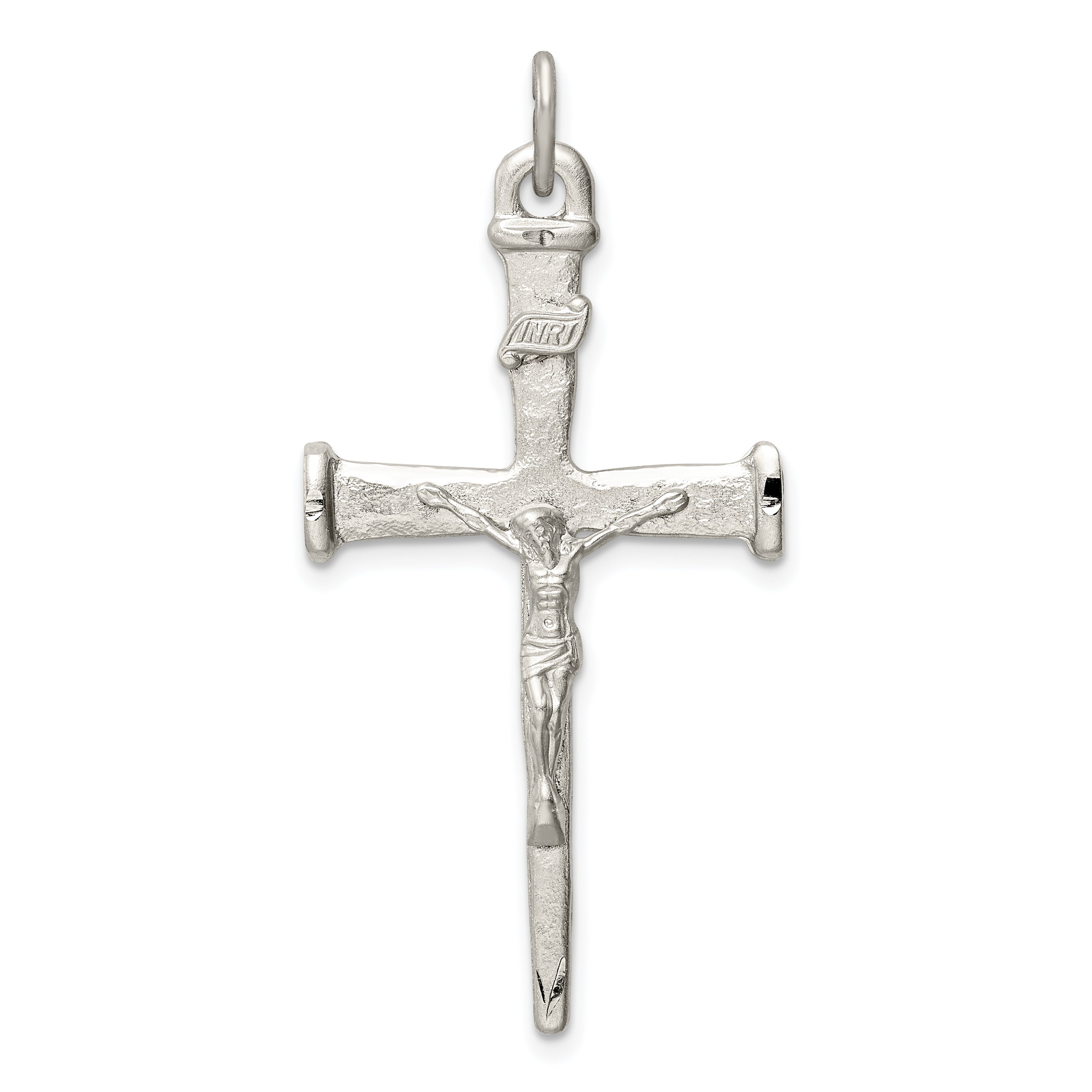 Sterling Silver Textured Crucifix Cross Pendant