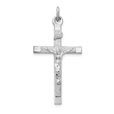 Sterling Silver Rhodium-plated Textured Crucifix Cross Pendant