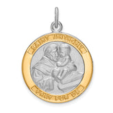 Sterling Silver Rhodium-plated & Gold Tone St. Anthony Medal Pendant