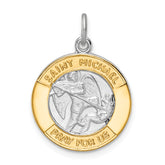 Sterling Silver Rhodium-plated & Gold Tone St. Michael Medal