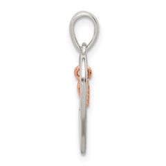 Sterling Silver & Rose Enamel LOVE YOU MORE Heart Pe