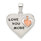 Sterling Silver & Rose Enamel LOVE YOU MORE Heart Pe