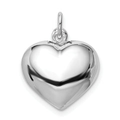 Sterling Silver Rhodium-plated Brushed/Polished Reversible Puffed Heart Pen