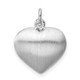 Sterling Silver Rhodium-plated Brushed/Polished Reversible Puffed Heart Pen