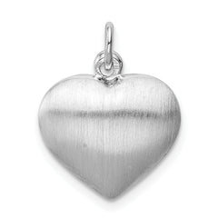 Sterling Silver Rhodium-plated Brushed/Polished Reversible Puffed Heart Pen