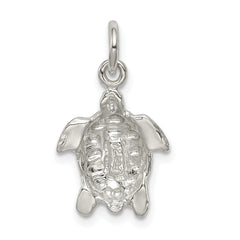 Sterling Silver 925 Polished Turtle Charm with Anti-Tarnish Finish
