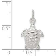Sterling Silver 925 Polished Turtle Charm with Anti-Tarnish Finish