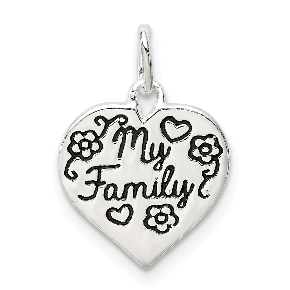 Sterling Silver Enamel MY FAMILY Heart Charm