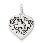 Sterling Silver Enamel MY FAMILY Heart Charm