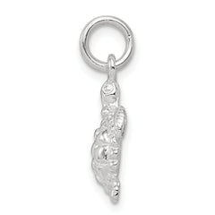 Sterling Silver 925 Polished Turtle Charm with Anti-Tarnish Finish
