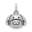 Sterling Silver Rhodium-plated Antiqued Dog Head Pendant