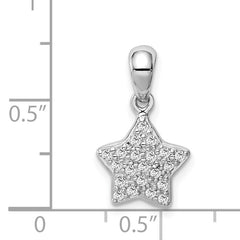 Sterling Silver Rhodium-plated CZ Star Pendant