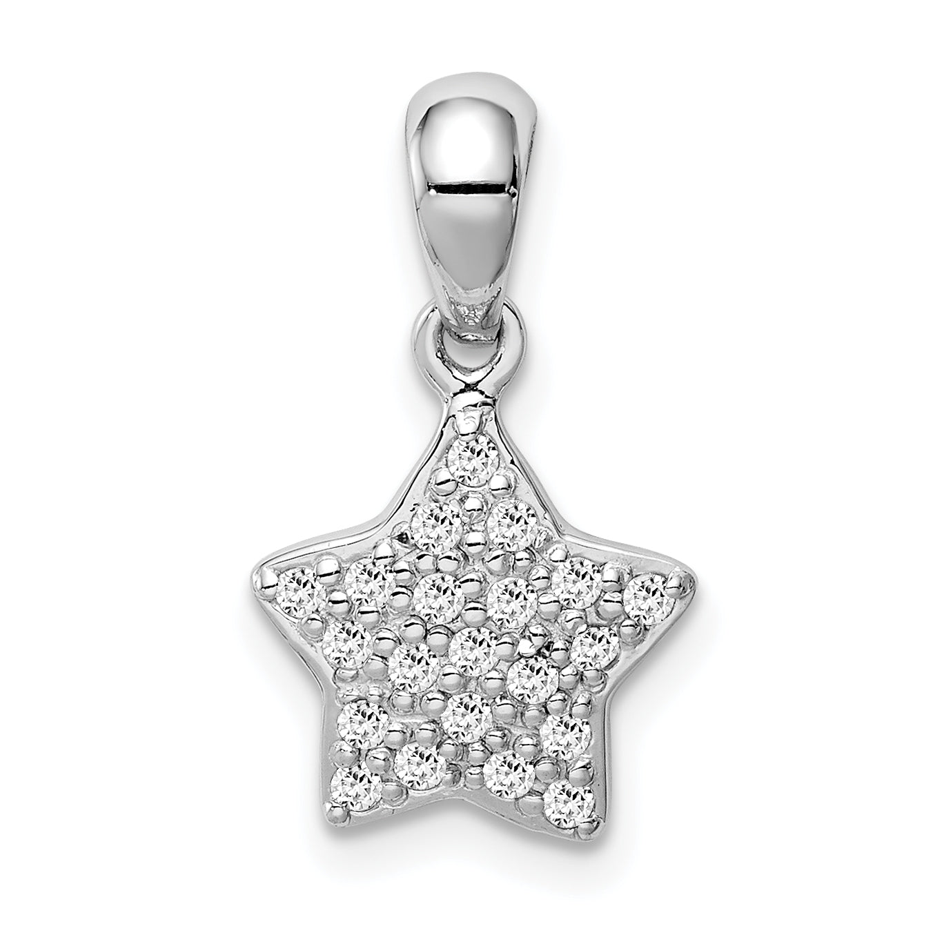 Sterling Silver Rhodium-plated CZ Star Pendant