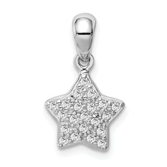 Sterling Silver Rhodium-plated CZ Star Pendant