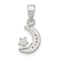Sterling Silver CZ Star & Crescent Moon Pendant