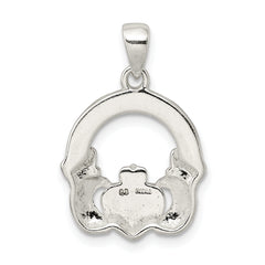 Sterling Silver Glitter Infused Claddagh Pendant