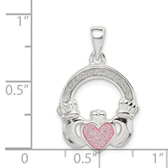 Sterling Silver Glitter Infused Claddagh Pendant