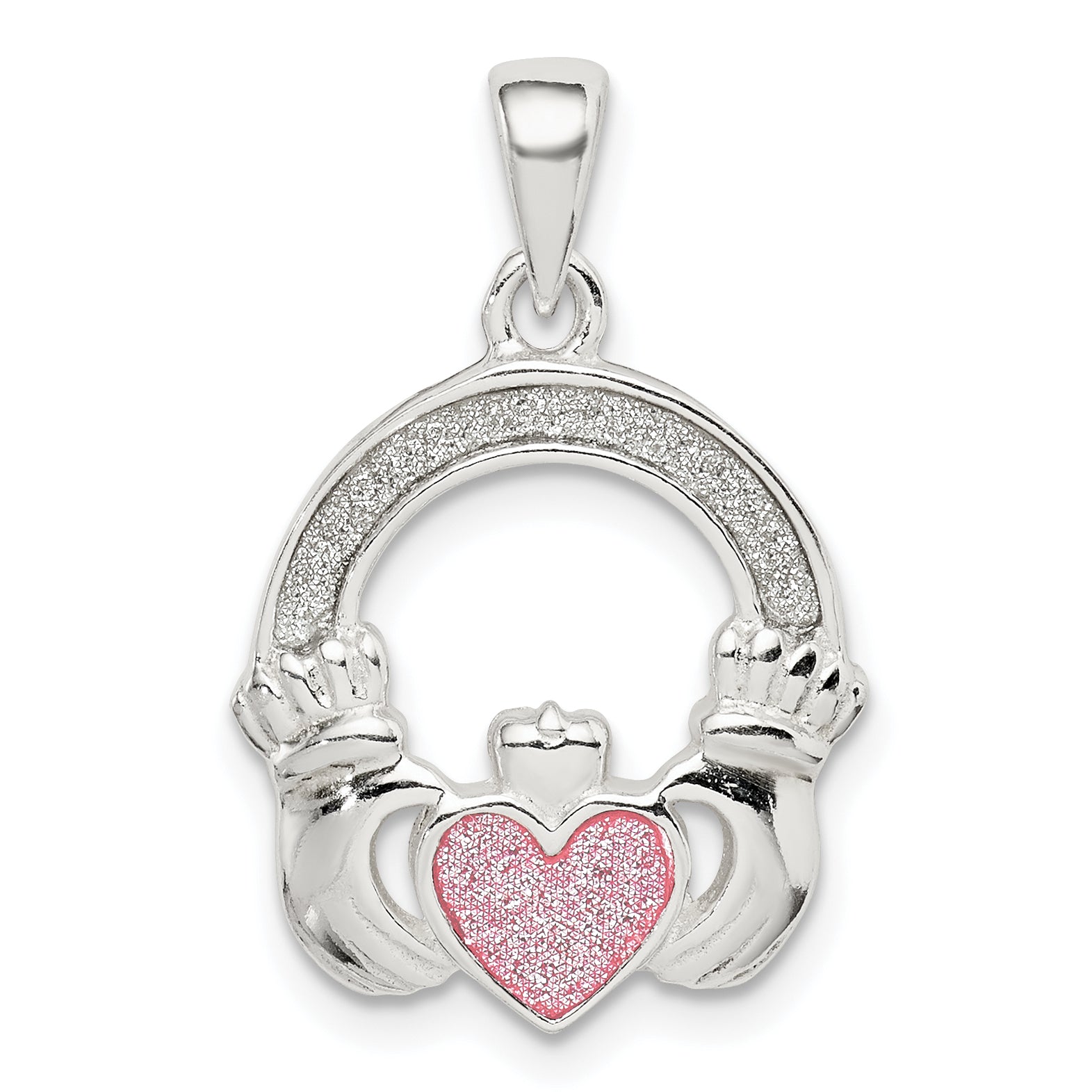 Sterling Silver Glitter Infused Claddagh Pendant
