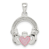 Sterling Silver Glitter Infused Claddagh Pendant