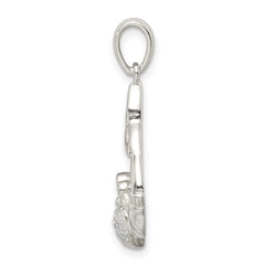 Sterling Silver Polished CZ Claddagh w/Trinity Knot Pendant