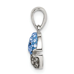 Sterling Silver Rhod-pltd Blue and Grey Preciosa Crystal Whale Pendant