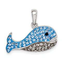 Sterling Silver Rhod-pltd Blue and Grey Preciosa Crystal Whale Pendant