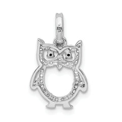 Sterling Silver Rhodium-plated CZ Owl Pendant