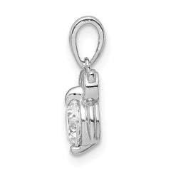 Sterling Silver Rhodium Plated CZ Owl Pendant