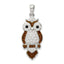 Owl Pendant in Sterling Silver with Simulated Pearl Accent, 25mm - Sophia Jewelers