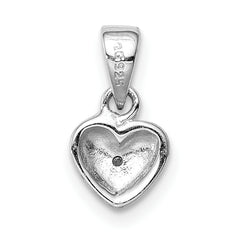 Sterling Silver Rhod-plated Polished & Satin CZ Heart Children's Pendant
