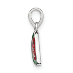 Sterling Silver RH-plated Enameled Watermelon Children's Pendant