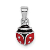 Sterling Silver RH-plated Red & Black Enamel Ladybug Children's Pendant