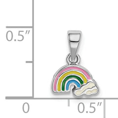 Sterling Silver RH-plated Polished & Enameled Rainbow Children's Pendant