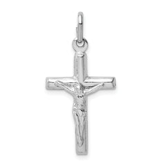 Sterling Silver Rhodium-plated Polished Crucifix Cross Pendant