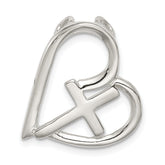 Sterling Silver Polished Cross Heart Chain Slide