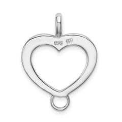 Sterling Silver Open Heart Charm Carrier Pendant with Polished Finish