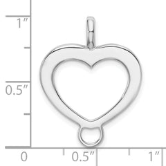 Sterling Silver Open Heart Charm Carrier Pendant with Polished Finish