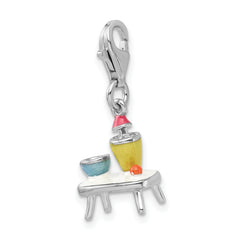 Sterling Silver Enamel Charm with Lobster Clasp Colorful Accent