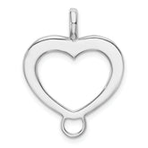 Amore La Vita Sterling Silver Rhodium-plated Polished Open Heart Charm Carrier Pendant