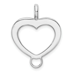 Amore La Vita Sterling Silver Rhodium-plated Polished Open Heart Charm Carrier Pendant