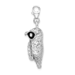 Sophia Jewelers Sterling Silver Owl Charm with Swarovski Crystals and Enamel